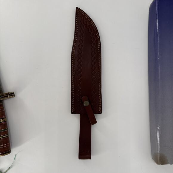 Custom Handmade Damascus Blade Hunting Knife Camping Knife w/Sheath 10" Blade - Picture 8 of 16
